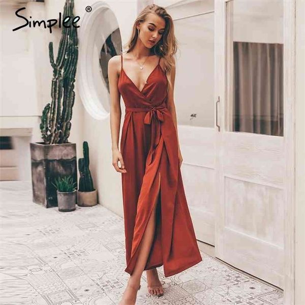 Sexy Floral Impressão Jumpsuits Mulheres V Pescoço Split Split Spaghetti Cinta Longo Macacão Verão Praia Solta Jumpsuit 210414