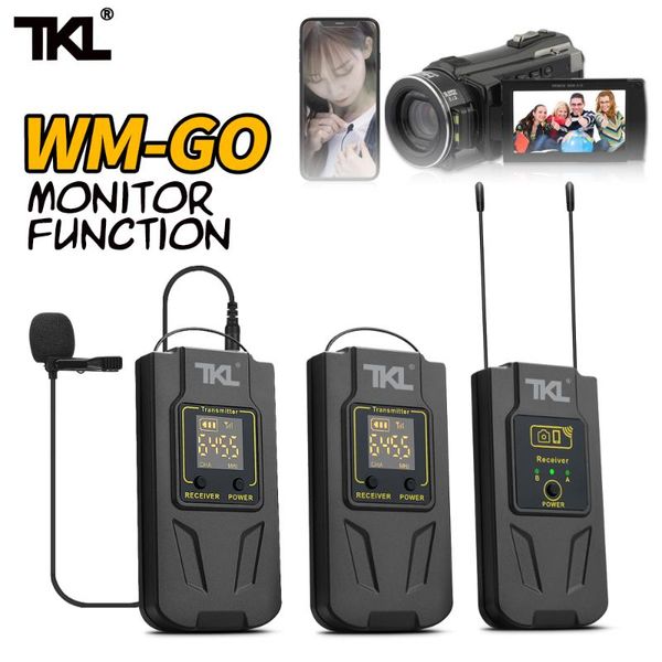 

wm-go mini uhf wireless lavalier microphone sound lapel for slr camera phones video recording live interview microphones