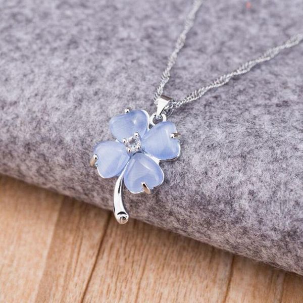 

pendant necklaces four-leaf clover necklace fashion jewelry, Silver