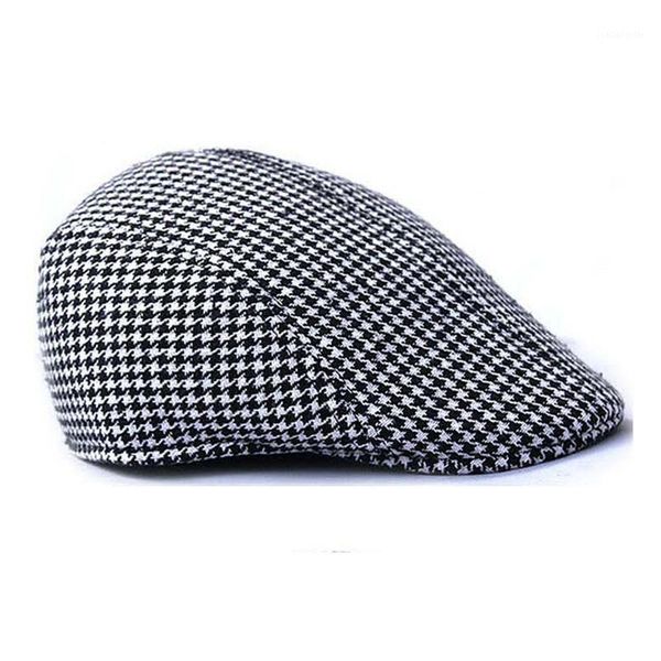 

berets men women autumn winter houndstooth sboy caps beret hat cabbie hats flat cap, Blue;gray