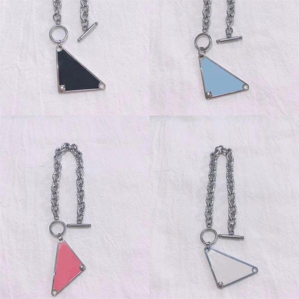 

charm bracelets punk link chain stainless steel letter p triangle heart shaped pendant ot buckle for men and women, Black