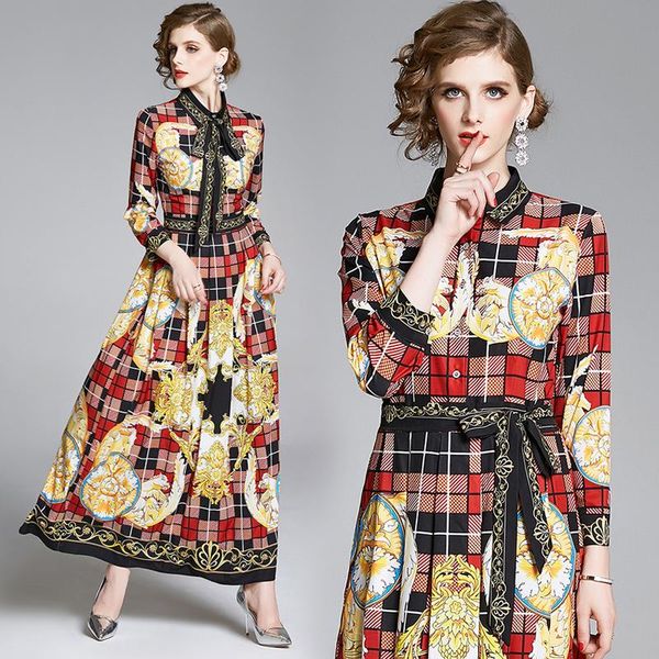 

casual dresses elegant plaid leopard printed vintage dress women england style long sleeve spring/autumn winter 2021 birthday party maxi, Black;gray
