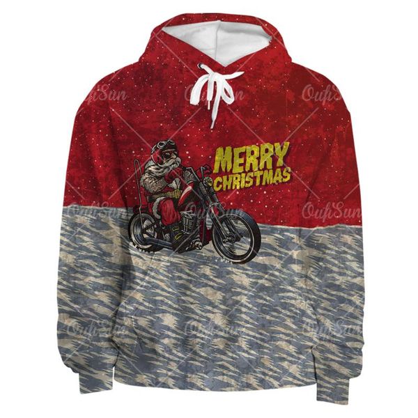 

men's hoodies & sweatshirts christmas santa motorcycle print 3d men autumn harajuku style oversized sweatshirt trendy rock long sleeve, Black