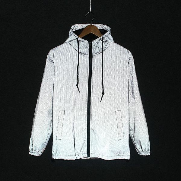 

men's trench coats 2021 autumn zipper reflective jacket teenagers street hip-hop casual anorak, Tan;black