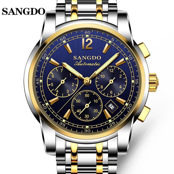 

brand luminous men automatic watches self-winding full steel bracelet wristwatch multi functional week calendar watch waterproof wristwatche, Slivery;brown