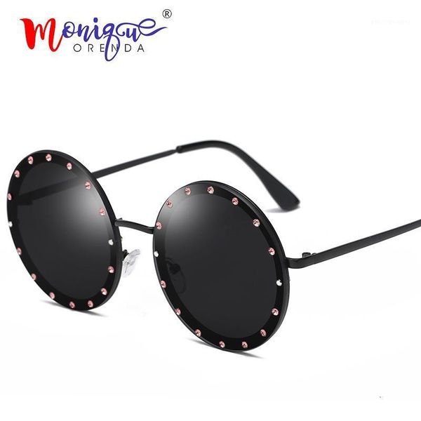

sunglasses classic round women diamond punk frame design vintage retro rimless sun glasses lady female 2021 shades, White;black