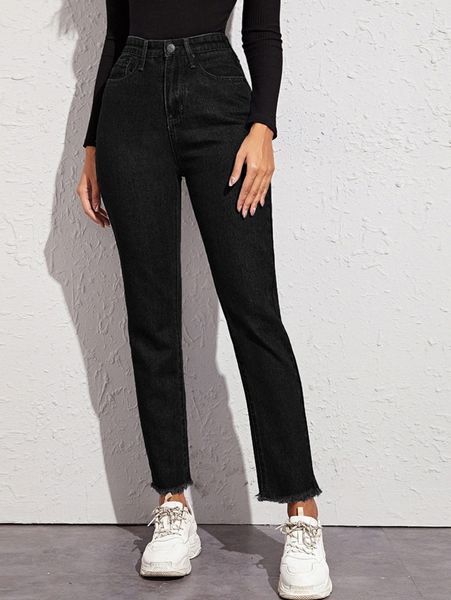 

high waisted raw hem jeans x6tl#, Blue