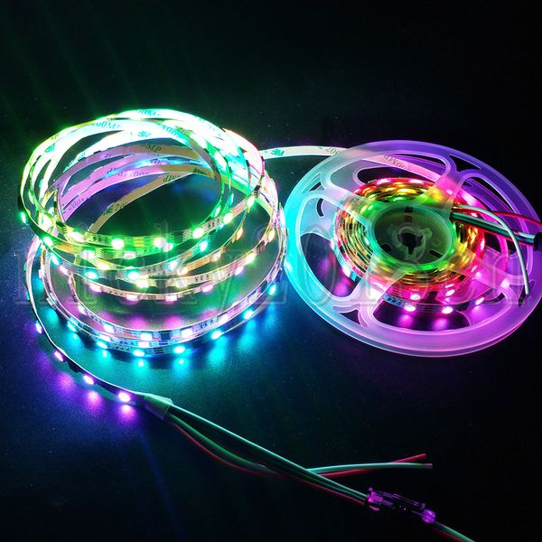 

6mm width 12v ws2811 ic 5050 smd rgb led pixel flexible strip light tape ribbon 60leds/m addressable dream magic color changing ip20 narrow