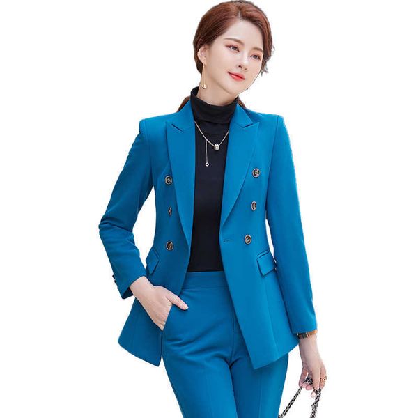 Lenshin Hochwertiger Bürodamen-Business-Hosenanzug Plus Size Zweiteiler Set Damenkleidung Formaler Blazer und Hose 210927