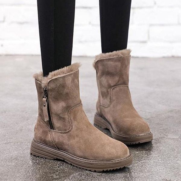 

boots brcchenxi 2021 winter for women snow oxford plush casual warm zipper stockings, Black