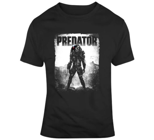 

predator alien movie icon villain 80s retro t shirt, White;black