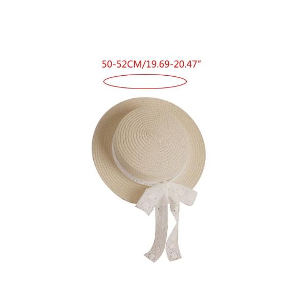 

toddler kids woven straw sun hat with lace ribbon bow floppy sunscreen beach cap xxfd wide brim hats, Blue;gray