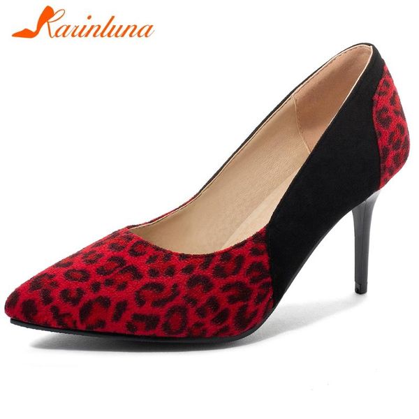 

dress shoes karin brand lady high heel pumps pointed toe leopard print slip on shallow women woman, Black