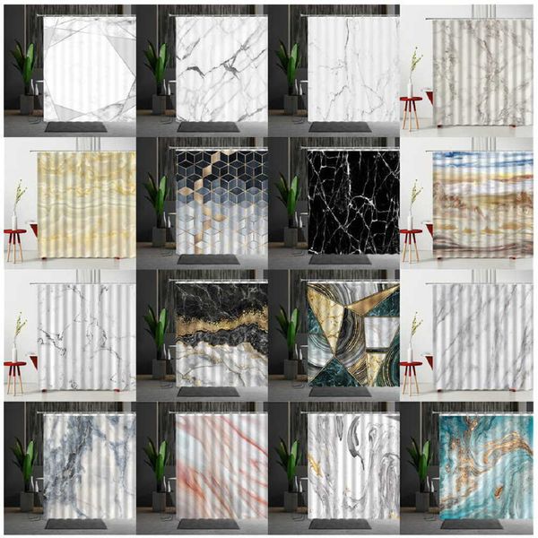 Мраморный занавес для душевой занавес набор плесени современная спальня шторы бытовые продукты Polyester ткань креативность личности 210609