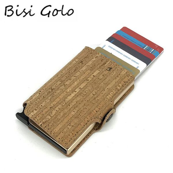 

card holders bisi goro plastic holder women and men rfid wallets 2021 single aluminum box vintage id business cases, Brown;gray