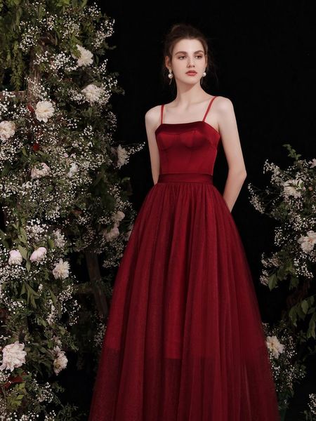 

party dresses red wine evening dress satin tulle stitching backless floor length robe de doirÃ©e femme long prom, White;black
