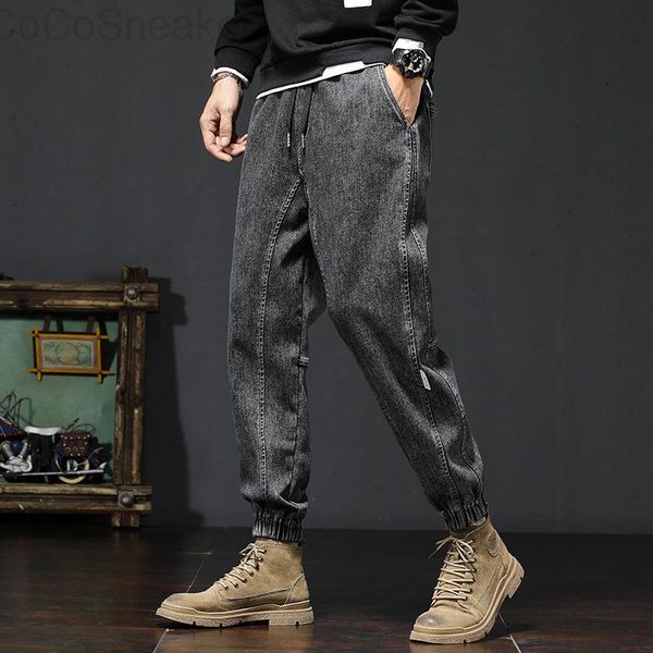 

men's jeans spring autumn large fat loose street fashion brand youth work clothes legged pants men, Blue