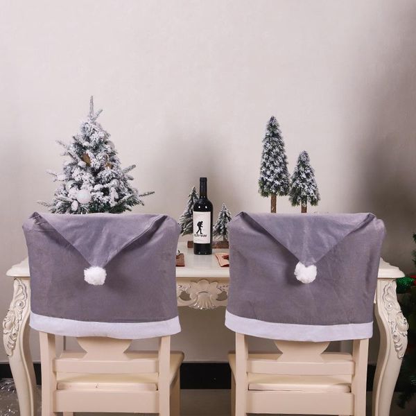 

chair covers santa claus cap christmas cover dinner dining table grey hat back for home decoration