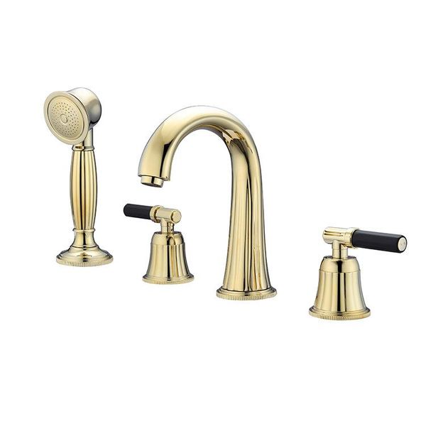 

bathroom sink faucets 4 holes gold 100% all brass faucet cold water basin mixer with handheld shower sprayer tap
