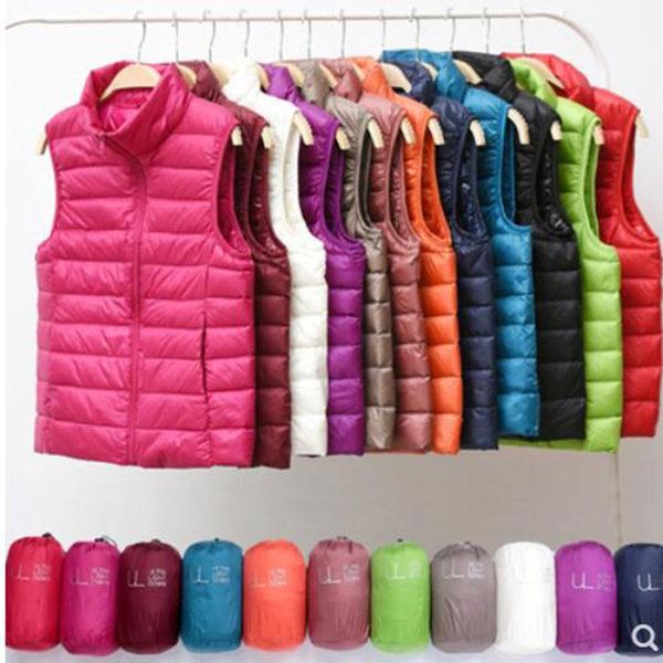 

women's vests brand women sleeveless ultra light down slim jacket girl gilet plus lightweight windproof warm waistcoat, Black;white