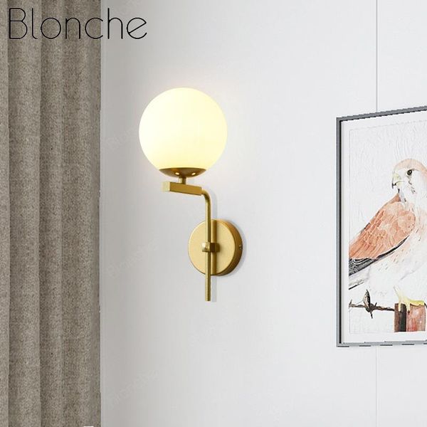 

wall lamp glass light gold modern bedside sconce for bedroom living room industrial bar aisle lighting fixtures