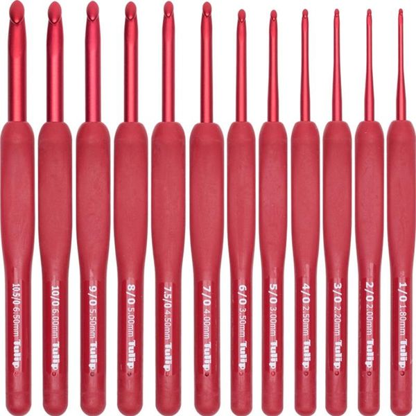 

sewing notions & tools 1pc japan tulip brand red crochet hook aluminum resin knitting needles original authentic upscale imported dia 1.8-6., Black