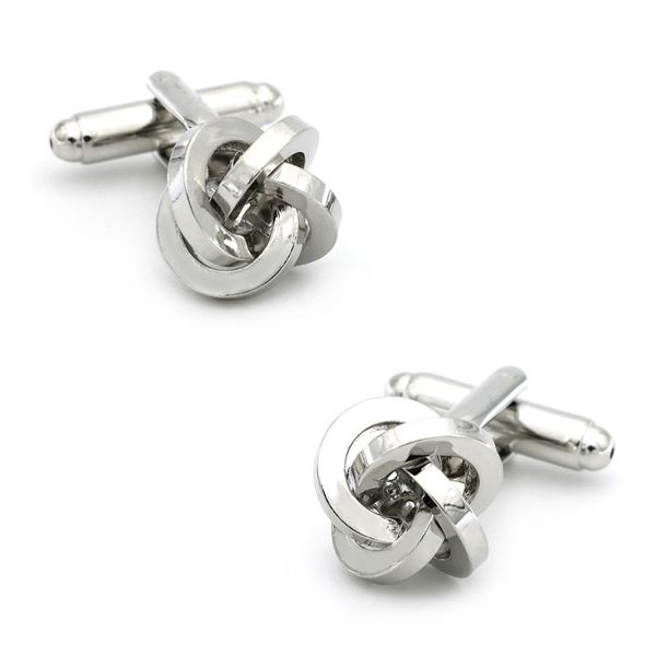 

cuff link and tie clip sets men's classic cufflinks quality brass material silver color fashion twist knot design links wholesale & ret, Silver;golden