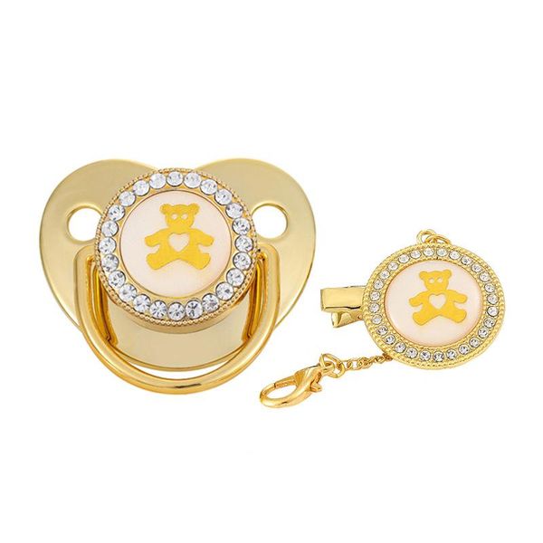

golden baby soothing play mouth, bear pacifier with chain clip pacifiers#