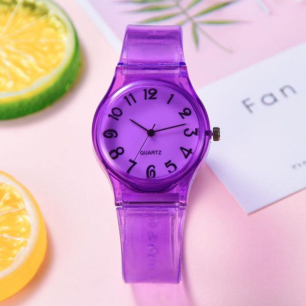 

women quartz watches candy color round dial with silicone strap aic88 wristwatches, Slivery;brown