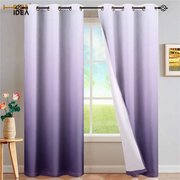 

curtain & drapes gradient color curtains purple blackout room darkening thermal insulated grommet window for living room/bedroom