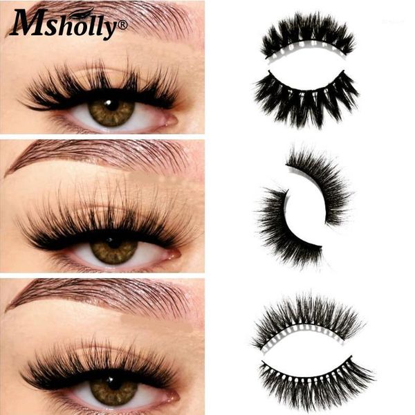 

msholly sample 1 pair 3d mink eyelashes cruelty lashes makeup 15mm false eye fluffy full strip thick lash1