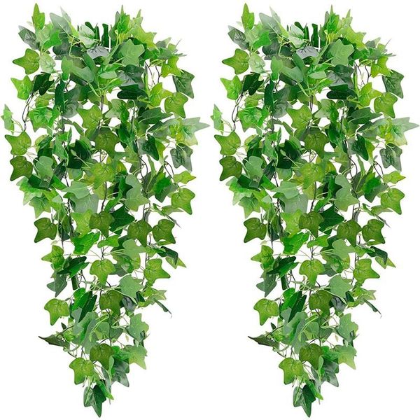 

decorative flowers & wreaths 2pcs artificial hanging plants fake ivy garland vine for wall home garden wedding outside decoration ( no pots