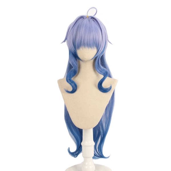 

genshin impact ganyu women wigs cosplay costume gradient blue 80cm long heat resistant synthetic hair peluca anime, Black