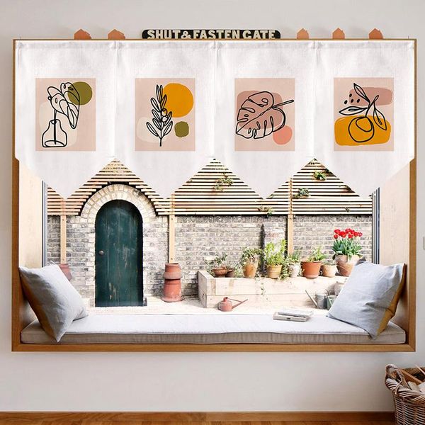 

nordic door curtain triangle kitchen short household decorative window half flag & drapes
