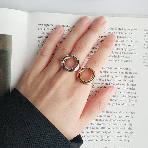

cluster rings silvology 925 sterling silver spiral circle openwork thick ins japan for women 2021 fashionable jewelry, Golden;silver