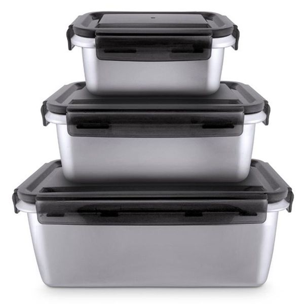 

dinnerware sets stainless steel square fresh-keeping box set sealed lunch with lid
