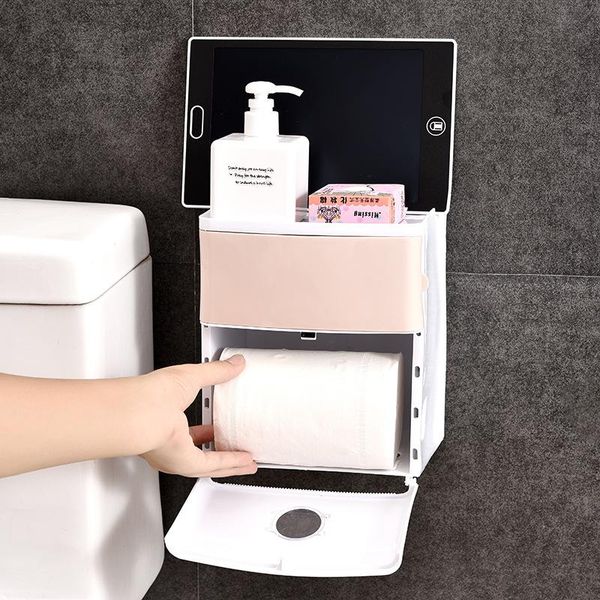 

tissue boxes & napkins creative double-layer waterproof bathroom box toilet smoking seamless without punching storage