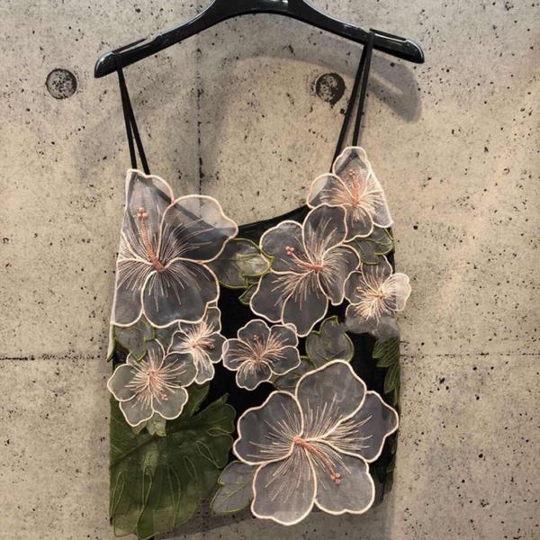 

women's tanks & camis deat summer fashion women clothing straps flower embroidery t-shirt female wm02506l z77s, White