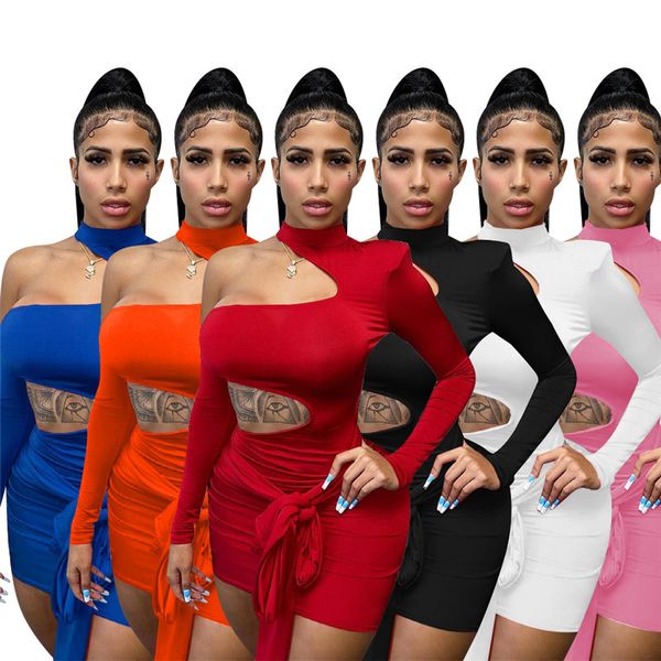 

women mini dress summer one-shoulder ripped dresses skinny one-piece hollow out skirts bandage skirt night club wear dhl 5570, Black;gray