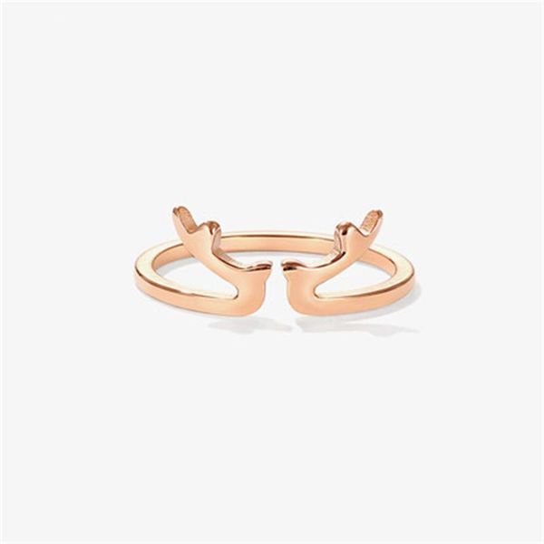 

wedding rings yun ruo 316 l titanium steel jewelry deer horn open ring weeding anniversary rose gold fashion woman birthday gift never fade, Slivery;golden