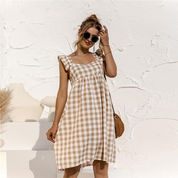 

maternity dresses ruffles summer pregnancy clothes casual plaid dress for pregnant women 2021 fashion, White