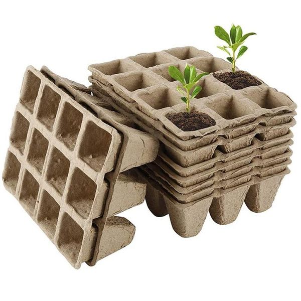 

planters & pots seedling tray 10 square peat 1 plant nursery seeds biodegradable
