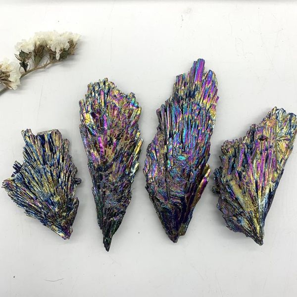 

clourful rainbow sliver titanium black tourmaline aura quartz crystal peacock tail decoration crafts crystals and stones healing decorative