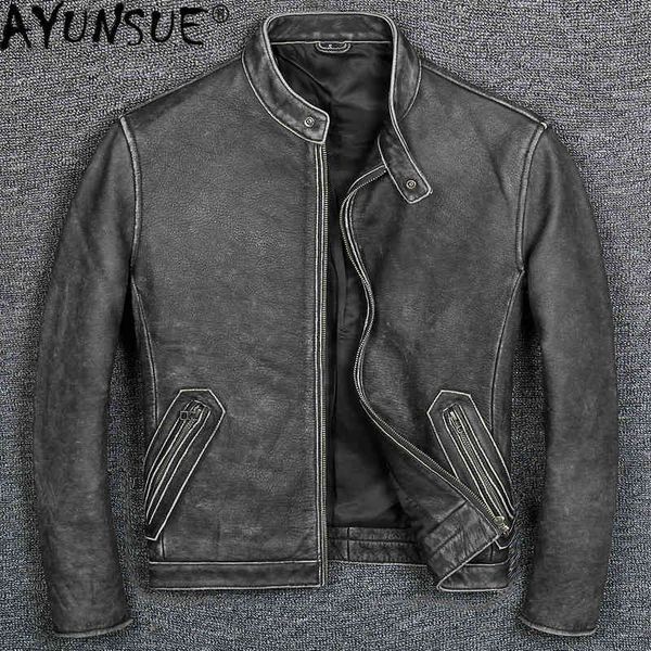 

afun men's leather et, vintage sheep coat, large, 1805, Black