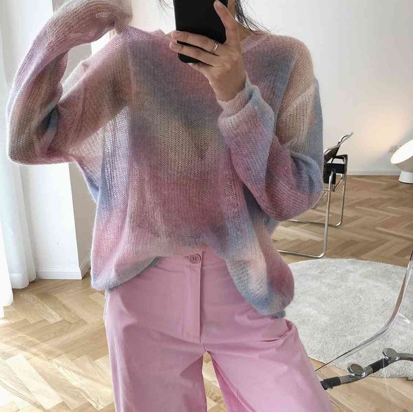 

women's sweaters thin mohair loose casual pullovers sweet elegant pull femme perspective gdc1, White;black