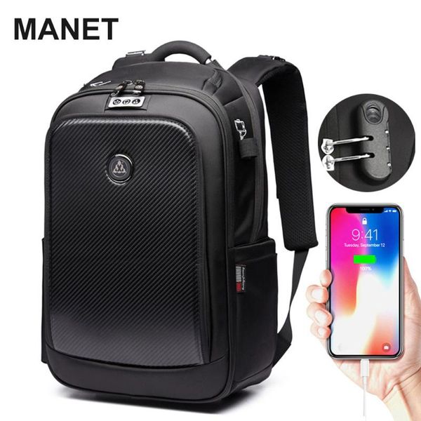 

backpack manet anti theft lap14 inch large capacity bag for men usb charging business waterproof travel mochila