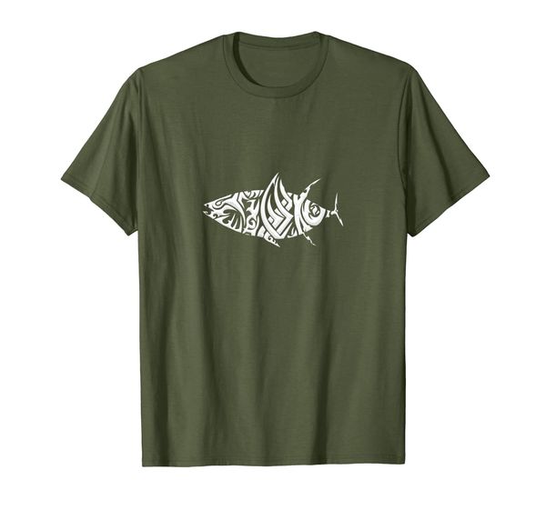 

tuna fish tribal and tattoo art novelty fishing graphic t-shirt, White;black