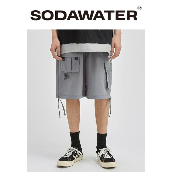 

mens cargo short with elastic waist streetwear men harajuku 2021 loose fit hip hop shorts quick dry 3010s20 men's, White;black