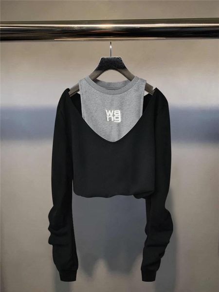 

women's hoodies & sweatshirts 2021 early spring women hoodie long sleeve pullover short off shoulder sweatshirt high waist stitching sl, Black