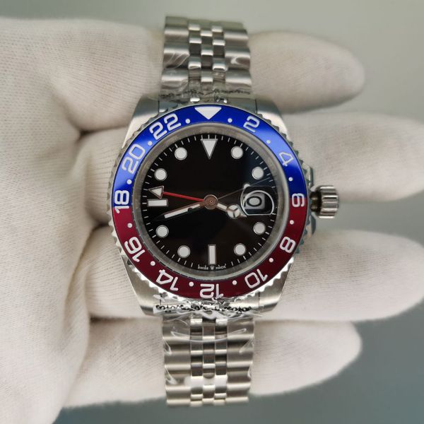 

factory supplier basel world 40mm gmt 126710 blro 126710blro pepsi red blue asia 2813 movement automatic mens watch watches, Slivery;brown